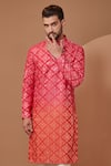 Kasbah_Pink Silk Embroidered Mirror Kurta And Pant Set _Online_at_Aza_Fashions