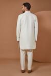 Shop_Kasbah_White Silk Embroidery Thread Work Sherwani Set _at_Aza_Fashions