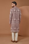 Shop_Kasbah_Maroon Velvet, Cotton Embroidery Jamawar Sherwani Set _at_Aza_Fashions