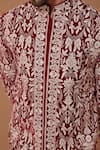Shop_Kasbah_Maroon Velvet, Cotton Embroidery Jamawar Sherwani Set _Online_at_Aza_Fashions