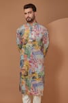 Buy_Kasbah_Multi Color Georgette Embroidered Sequin Abstract Embellished Kurta Set _Online_at_Aza_Fashions