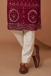 Kasbah_Maroon Georgette Embroidered Floral Dua Tone Kurta Set_Online_at_Aza_Fashions