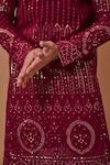 Shop_Kasbah_Maroon Georgette Embroidered Floral Dua Tone Kurta Set_Online_at_Aza_Fashions