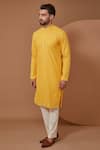 Buy_Kasbah_Yellow Georgette Embroidered Chikankari And Sequin Kurta Set _at_Aza_Fashions