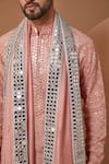 Shop_Kasbah_Peach Silk Embroidered Mirror Work Kurta Set With Stole _at_Aza_Fashions