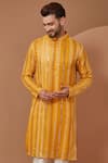Kasbah_Yellow Georgette Mirrors Embroidered Kurta With Pant _Online_at_Aza_Fashions