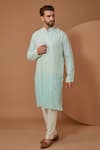 Buy_Kasbah_Blue Silk Mirrors Ombre Embroidered Kurta With Pant _at_Aza_Fashions