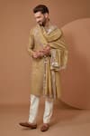 Buy_Kasbah_Beige Silk Embroidery Mirror Straight Kurta Pant Set _at_Aza_Fashions