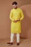 Buy_Kasbah_Yellow Silk Embroidery Chikankari Work Kurta With Pant _at_Aza_Fashions