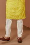 Buy_Kasbah_Yellow Silk Embroidery Chikankari Work Kurta With Pant _Online_at_Aza_Fashions