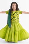 Buy_Ankid_Green Silk Chanderi Jaadui Jungle Print Blouse Lehenga Set _at_Aza_Fashions