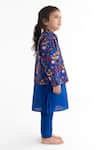 Ankid_Blue Silk Chanderi Chatur Tota Sayani Chidiya Print Bandhgala Set  _Online_at_Aza_Fashions