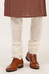 Buy_Dhruv Vaish_Brown Chanderi, Cotton Printed And Pintucked Straight Kurta Set _Online_at_Aza_Fashions