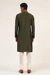 Shop_Dhruv Vaish_Green Modal, Satin Embroidery Cotton Silk Neckline Kurta Set _at_Aza_Fashions