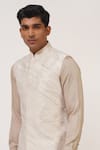 Shop_Dhruv Vaish_Ivory Silk Embroidery Zari Jawahar Jacket _Online_at_Aza_Fashions