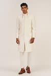 Buy_Dhruv Vaish_Ivory Silk Plain Full Sleeve Sherwani  _at_Aza_Fashions