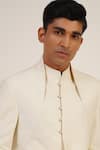 Dhruv Vaish_Ivory Silk Plain Full Sleeve Sherwani  _Online_at_Aza_Fashions