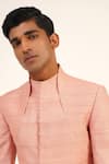 Dhruv Vaish_Pink Silk Plain Full Sleeve Sherwani  _Online_at_Aza_Fashions