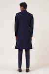 Shop_Dhruv Vaish_Blue Silk Embroidery French Knot Sherwani Set  _at_Aza_Fashions