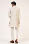 Shop_Dhruv Vaish_Ivory Silk Embroidery Zari Sherwani Set  _at_Aza_Fashions