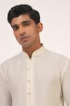 Buy_Dhruv Vaish_Ivory Silk Embroidery Zari Sherwani Set  _Online_at_Aza_Fashions