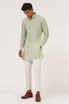 Buy_Dhruv Vaish_Green Silk Embroidery Zari Stripe Sherwani Set  _Online_at_Aza_Fashions