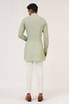 Dhruv Vaish_Green Silk Embroidery Zari Stripe Sherwani Set  _at_Aza_Fashions