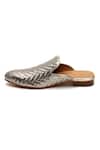 Tissr_Gold Basket Weave Leather Woven Loafer Mules_Online_at_Aza_Fashions