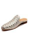Buy_Tissr_White Basket Weave Leather Loafer Mules_at_Aza_Fashions