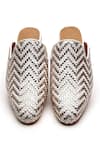 Shop_Tissr_White Basket Weave Leather Loafer Mules_at_Aza_Fashions