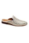 Buy_Tissr_White Basket Weave Leather Loafer Mules_Online_at_Aza_Fashions