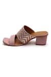 Tissr_Pink Basket Weave Woven Leather Block Heels_Online_at_Aza_Fashions