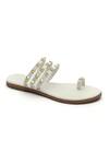 Buy_Tissr_White Embellished Elanor Studded Strap Leather Sandals_Online_at_Aza_Fashions