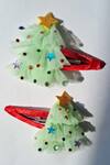 Shop_Choko_Green Christmas Tree Hair Clips - 2 Pcs_at_Aza_Fashions