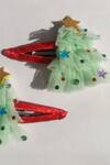 Buy_Choko_Green Christmas Tree Hair Clips - 2 Pcs_Online_at_Aza_Fashions