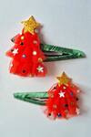 Buy_Choko_Red Christmas Tree Embellished Hair Clips - 2 Pcs_at_Aza_Fashions