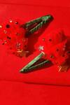 Shop_Choko_Red Christmas Tree Embellished Hair Clips - 2 Pcs_at_Aza_Fashions