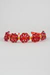 Shop_Choko_Red Crystal Glass Bead Dahlia Blossom Hair Band _Online_at_Aza_Fashions