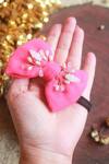 Choko_Pink Beads Bow Ornamented Hair Tie_Online_at_Aza_Fashions