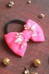 Buy_Choko_Pink Beads Bow Ornamented Hair Tie_Online_at_Aza_Fashions