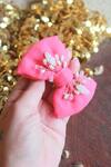 Shop_Choko_Pink Beads Bow Ornamented Hair Tie_Online_at_Aza_Fashions