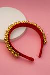 Buy_Choko_Gold Acrylic Beads Queens Glory Statement Pearl Embellished Hair Band_Online_at_Aza_Fashions