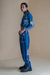 Buy_Anurag Gupta_Blue Dola Silk Printed High Evolution Double Zip Jacket And Pant Set  