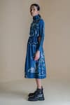 Shop_Anurag Gupta_Blue Dola Silk Printed High Collar Evolution Jacket Dress  _Online_at_Aza_Fashions