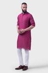 Raghavendra Rathore Jodhpur_Wine Silk Sequins, Embroidery The Floral Kurta _Online_at_Aza_Fashions