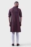 Shop_Raghavendra Rathore Jodhpur_Brown Silk Embroidered Geometric The Cinnamon Straight Kurta_at_Aza_Fashions