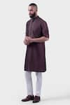 Shop_Raghavendra Rathore Jodhpur_Brown Silk Embroidered Geometric The Cinnamon Straight Kurta_Online_at_Aza_Fashions