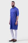 Shop_Raghavendra Rathore Jodhpur_Blue Silk Embroidered Striped The Ultraviolet Zari Work Kurta _at_Aza_Fashions