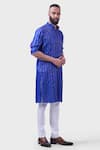 Buy_Raghavendra Rathore Jodhpur_Blue Silk Embroidered Striped The Ultraviolet Zari Work Kurta _Online_at_Aza_Fashions