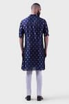 Shop_Raghavendra Rathore Jodhpur_Blue Silk Embroidery The Midnight Pintucked Kurta _at_Aza_Fashions